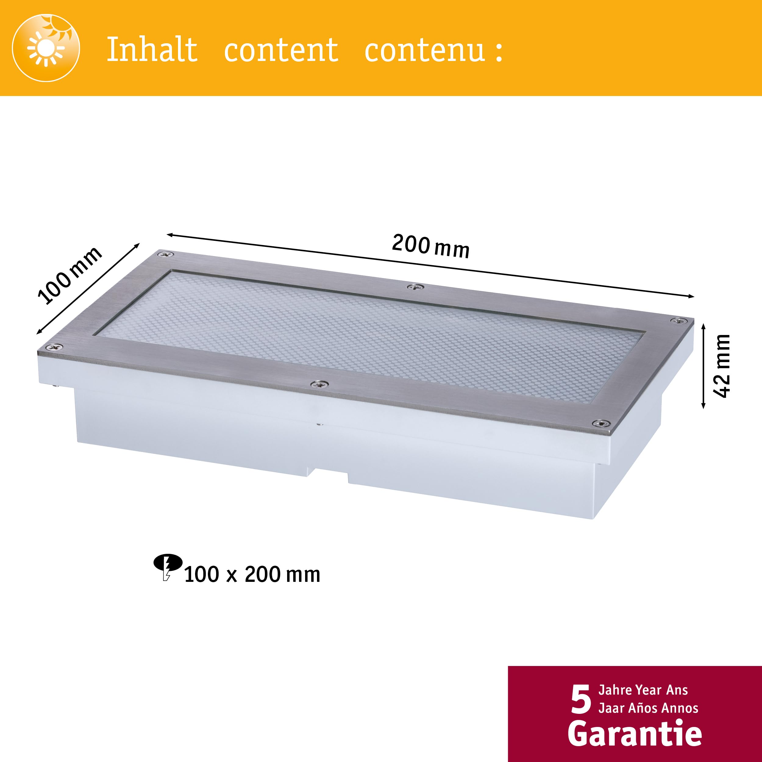 Paulmann 94239 Solar Bodeneinbauleuchte Aron LED Außenleuchte eckig incl. 1x1,5 Watt Schwarz Edelstahl, Kunststoff 3000 K Warmweiß