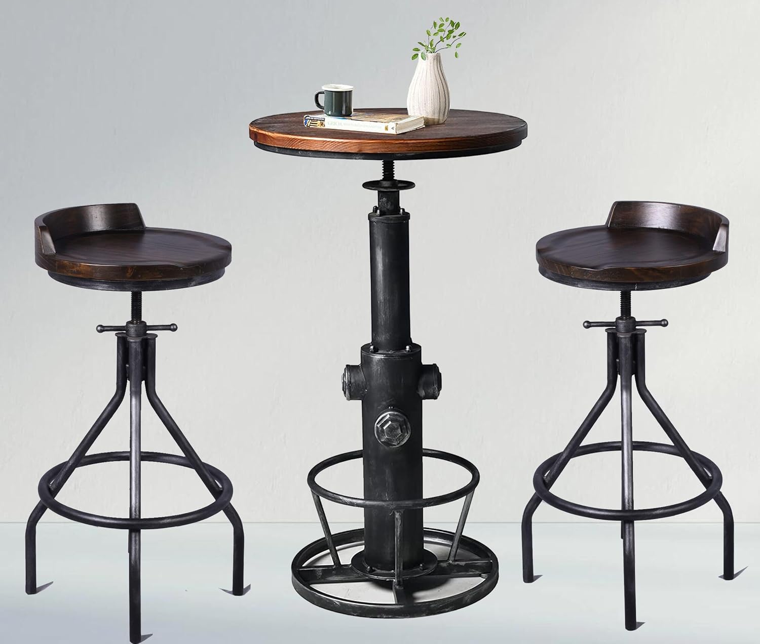 BOKKOLIK Industrial 3 Piece Dining Table Set Vintage Bar