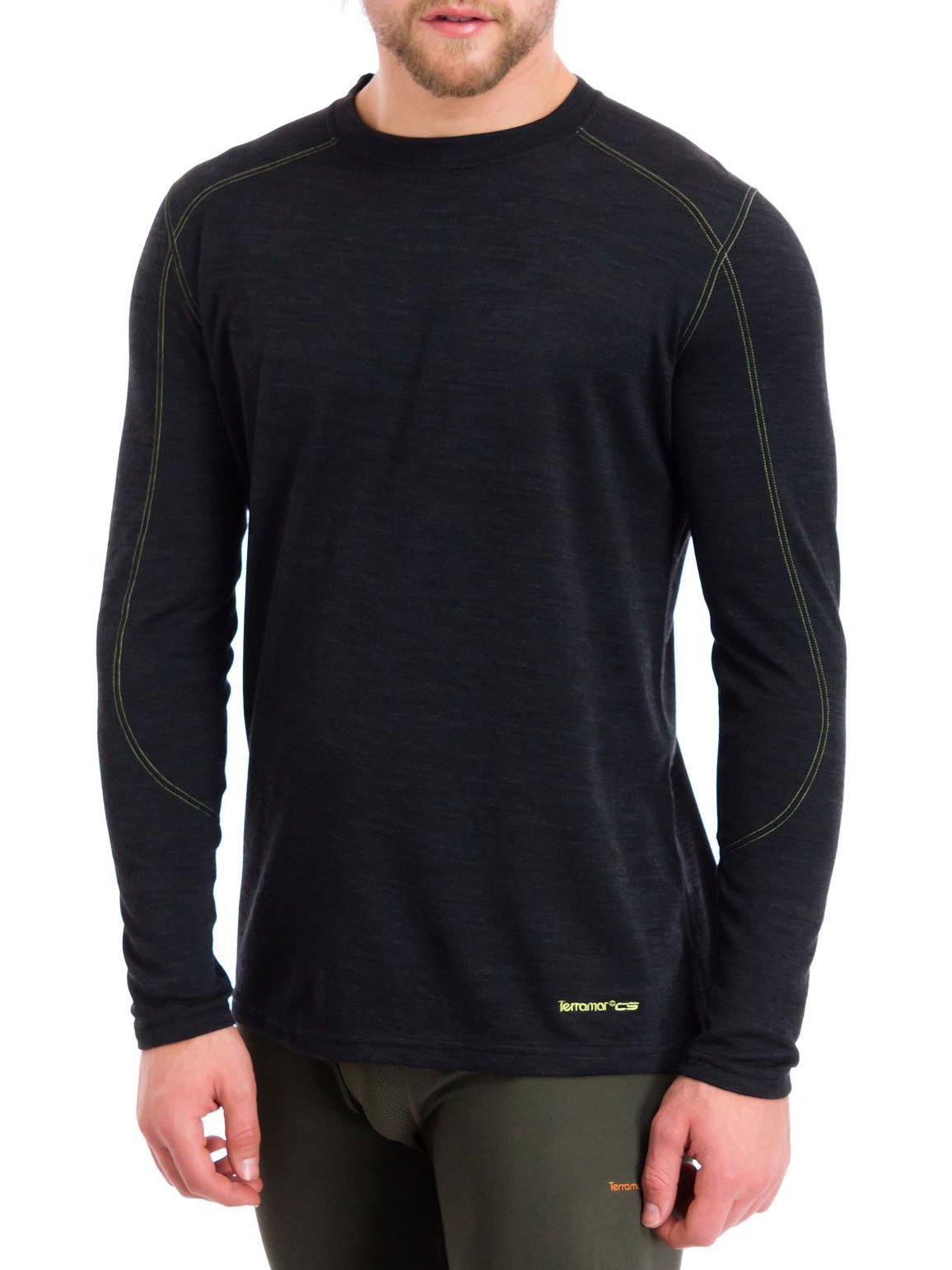 (Large, Smoke Heather) - Terramar Men's Thermawool Climasense Crew-image-14