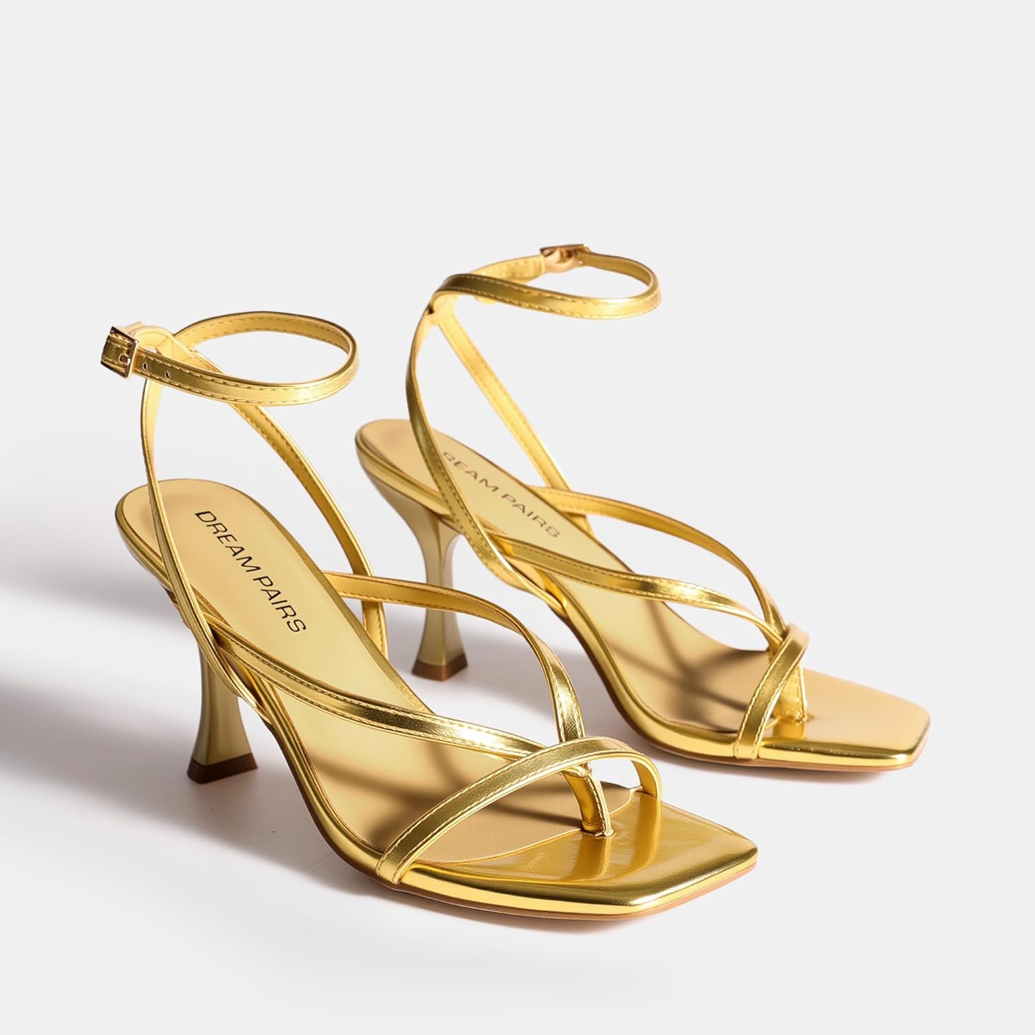 DREAM PAIRS Women's Square Heels Strappy Toe Thong Ankle Strap Sandals Shoes - Image 7