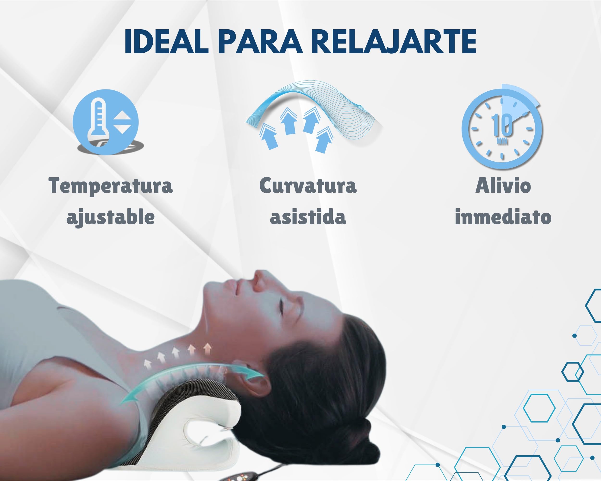 Dispositivo de Tracción Cervical Térmico con Temporizador Ajustable | Almohada para Alivio del Dolor de Cuello y Hombros y Relajación Muscular | Corrector Postural | Neck Cloud