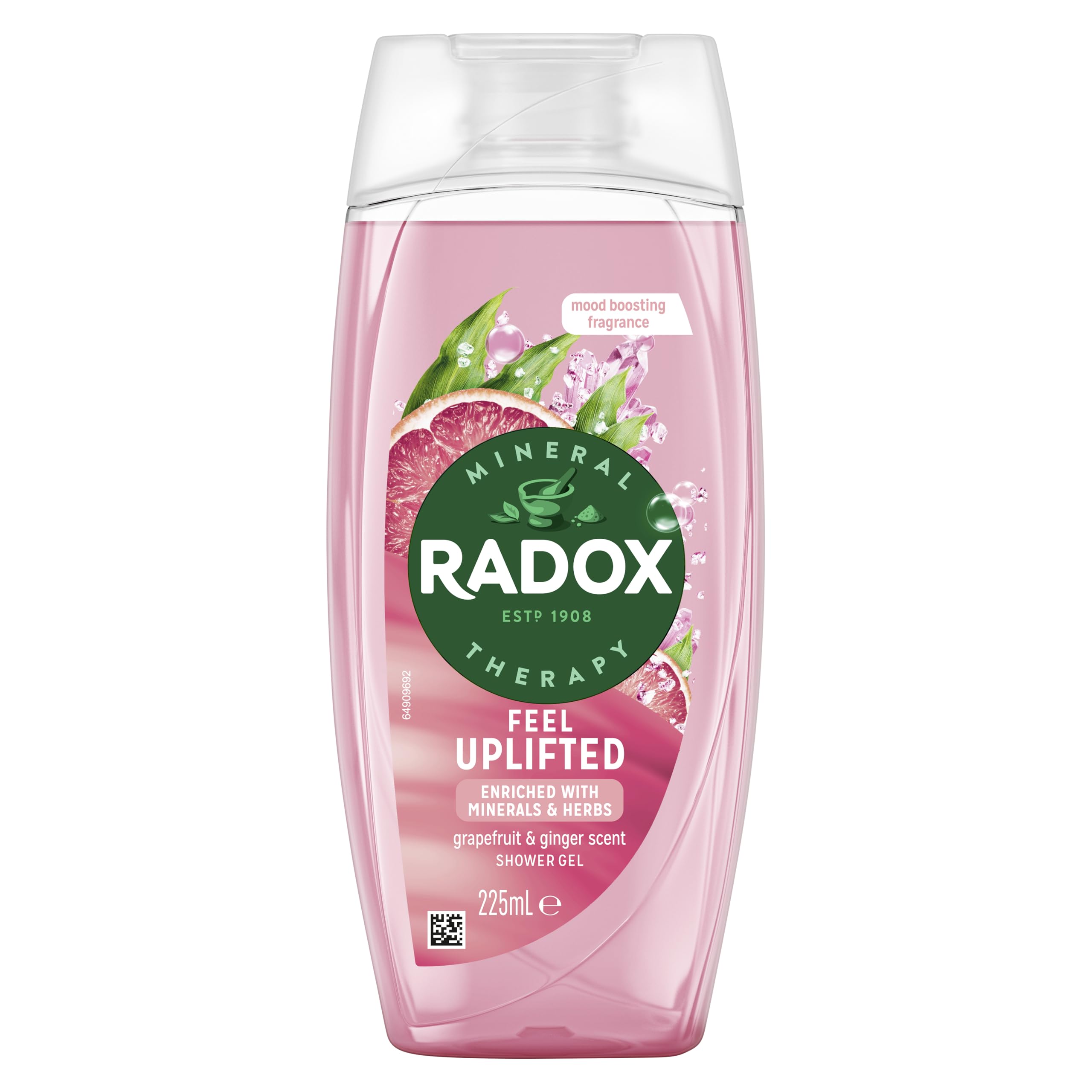 Radox Mineral Therapy Feel Uplifted Body Wash Shower Gel uniquely blended with herbs, minerals, and a grapefruit & ginger fragrance for an uplifting experience 225 ml, Pack of 6