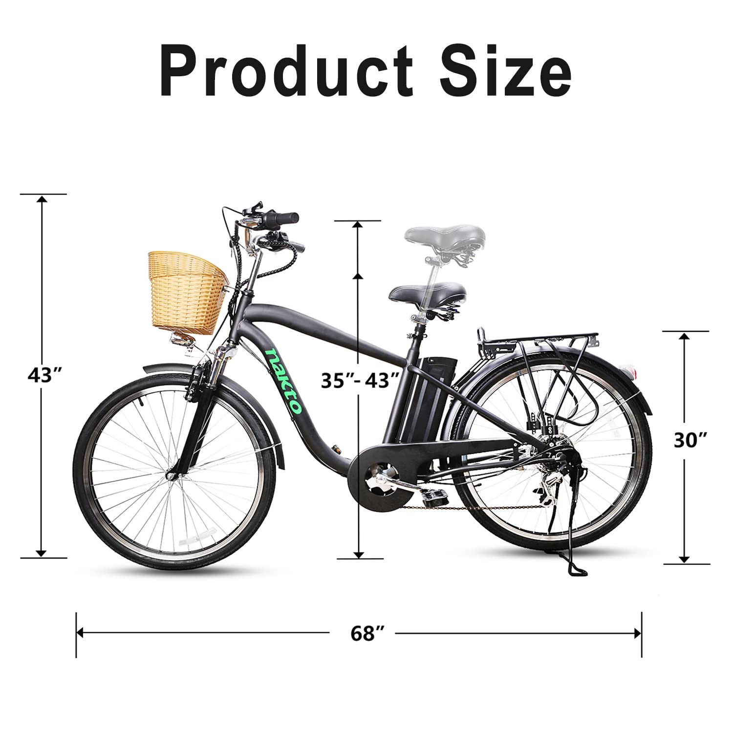 nakto electric bicycle sporting shimano 6 speed gear ebike