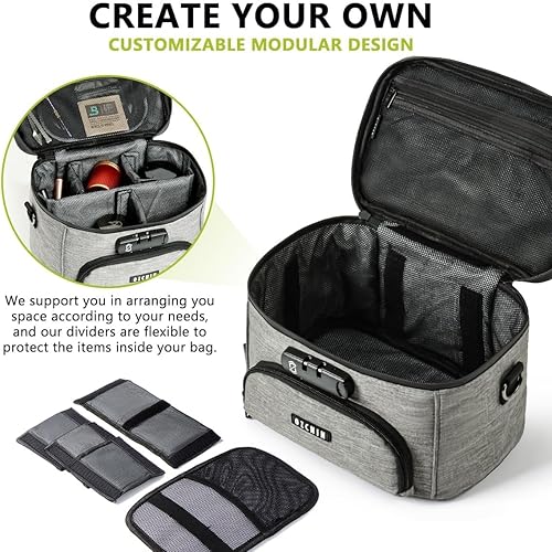 Miniatura 4 de OZCHIN Caja de almacenamiento grande con cerradura de combinación, bolsa de bloqueo con forro de carbono, elegante y portátil, organizador de bolsa