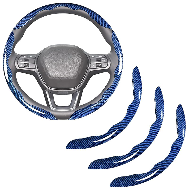 Capa para Volante em Fibra de Carbono Azul Aimato com 3 Peças para Volantes de 36,8 a 38,1 cm