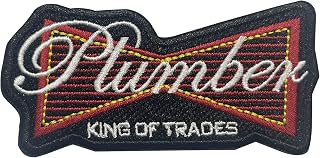 Plumber Patch Embroidered Iron On Sew On Badge for Jacket Vest Shirt Hat Backpack Clothes Uniform Workwear Construction Tools Pipe Fitting Handyman Worker Gift Decoration 3 inches