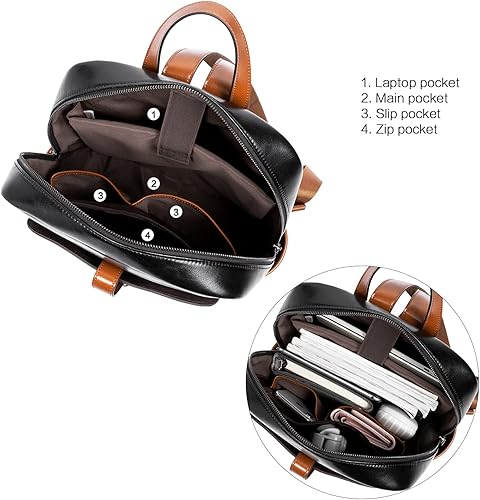 Miniatura 4 de BOSTANTEN Mochila de cuero para laptop monederos casuales universitarios bolsas casuales mochila negro y carteras de cuero para mujer con bloqueo