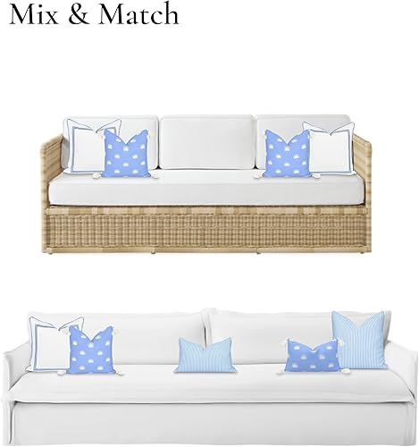 Miniatura 4 de Hofdeco Premium Funda de almohada Coastal Patio para interiores y exteriores, 18 x 18 pulgadas, repelente al agua para patio trasero, sofá, azul