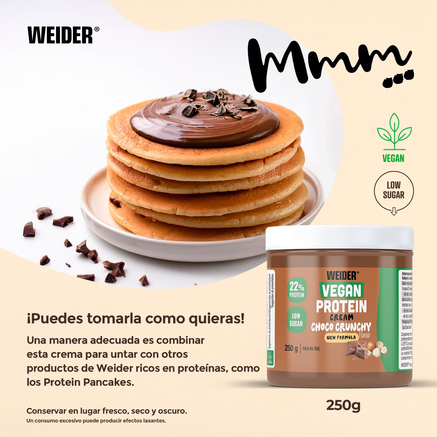 Weider Crema Proteica Vegana, Sabor Chocolate con Avellanas - 250 g