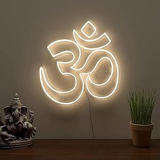 RGY Om Led Neon Light for Wall, Office, Pooja room, Mandir Decoration, Home Decor, Diwali Gift - (8"Inch x 9"Inch - Warm White)