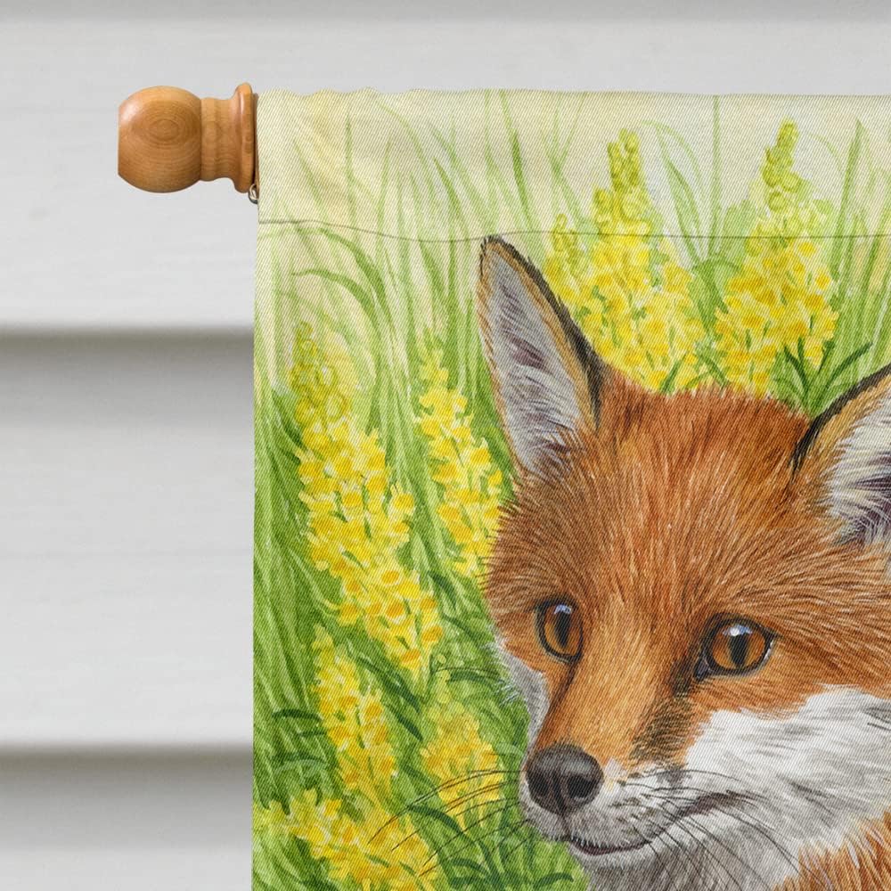 Caroline's Treasures ASA2160CHF Springtime Fox House Flag Large Porch Sleeve Pole Decorative Outside Yard Banner Artwork Wall Hanging, Polyester, House Size, Multicolor
