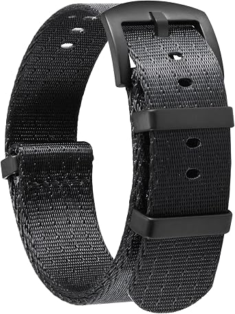 BINLUN Nylon Watch Band 18mm,20mm,22mm,24mm Rugged Military Replacement Watch Straps Silver&Black Stainless Buckle Heavy-Duty Wristband For Traditional Men Women Watches
