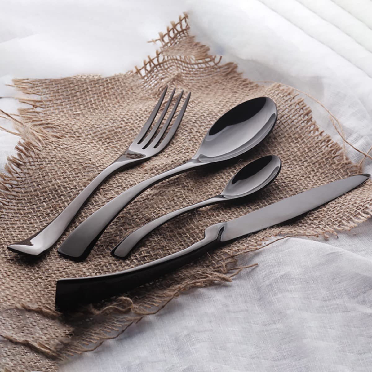 Besteck Set, Besteckset 6 Personen.Luxus-Besteck-Sets, Spiegelpoliertes Besteckset，Spülmaschinenfest, Elegantes Tafelbesteck für Home/Wichtige Abendessen (6 Satz mit 24 Stück) TZ-22
