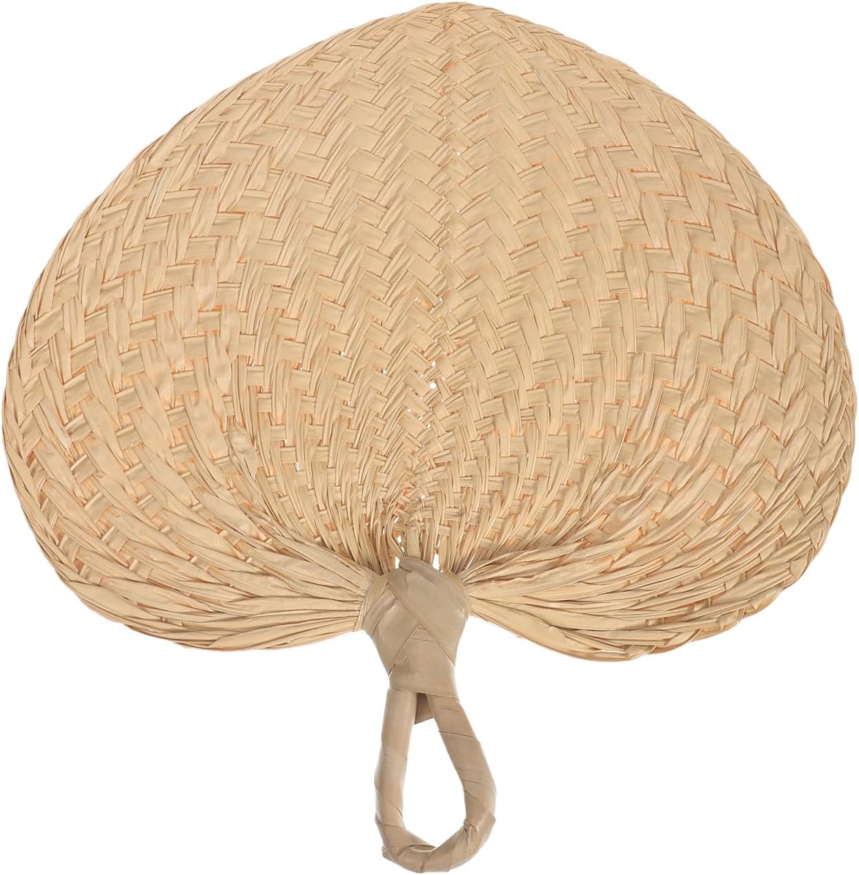 Housoutil Natural Cattail Hand Fan, Handmade Straw Paddle Fan