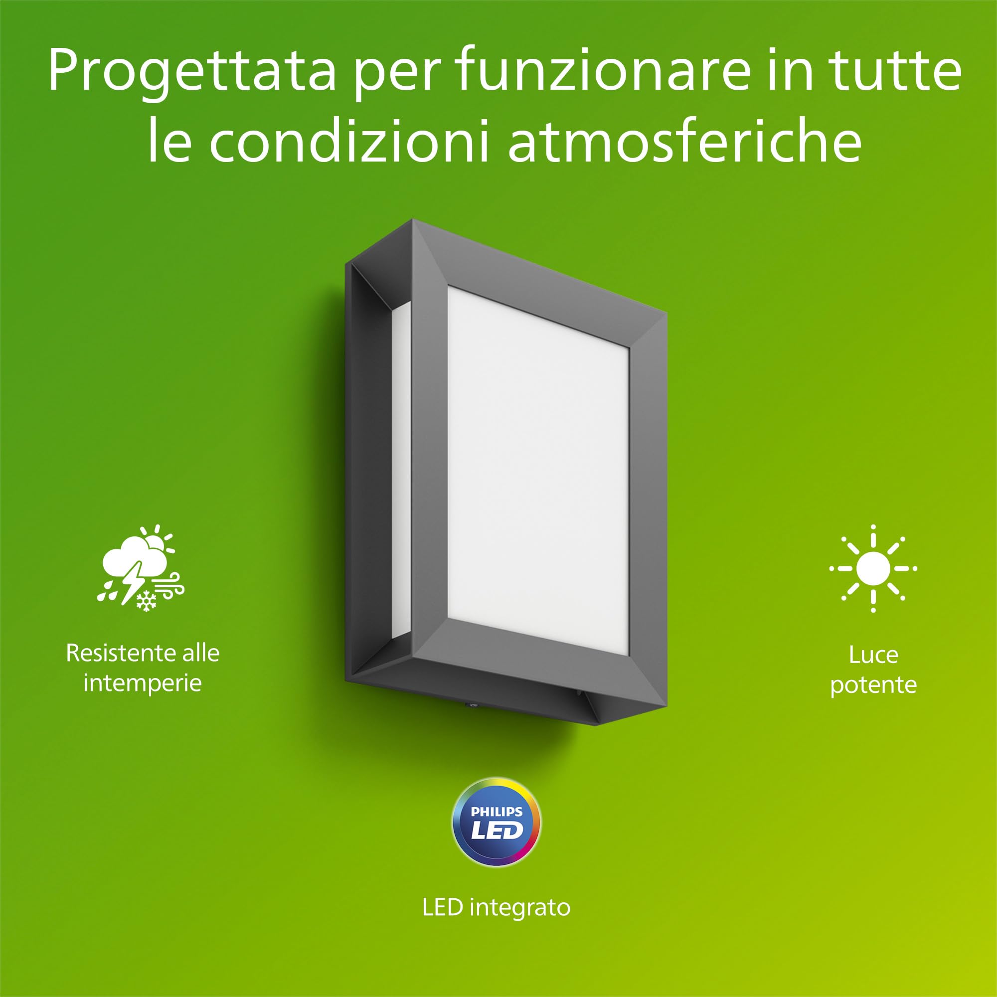 Philips Karp Applique LED da Esterno, 5,5 W, 700 lm, Luce Bianca Calda 2.700 K, Resistente a Intemperie IP44, LED Integrato, Durevole, Alluminio, Design Moderno, Grigio Antracite