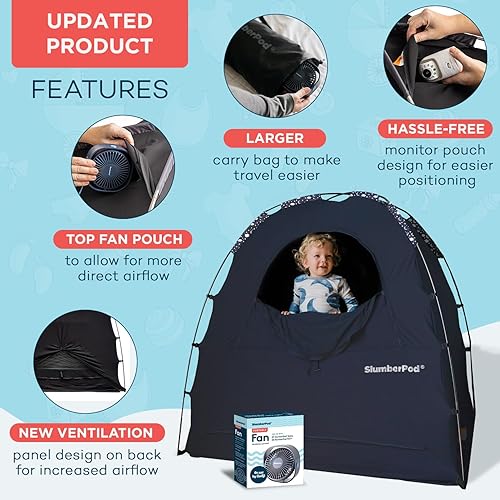 Miniatura 2 de SlumberPod Tienda de campaña opaca oficial para empacar y jugar, mini cunas y cunas de viaje, cubierta opaca para cuna, cápsulas de dormir para
