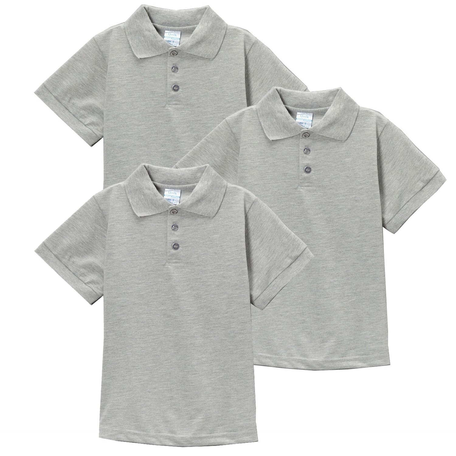 unik Boy's Premium Quality Pique Polo Uniform Shirt Short Sleeve White Sky Blue Navy Hunter Green Burgundy Black Red