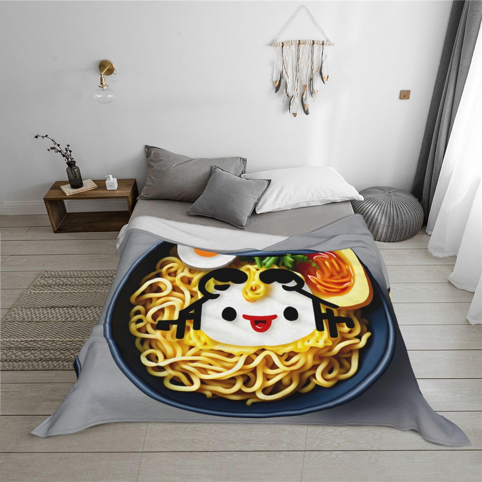 Superweicher Überwurf für Eierbecher, Nudeln, Ramen-Decke für Sofa, Couch, Bett, waschbar, gemütliche Decken für alle Jahreszeiten, 152,4 x 203,2 cm