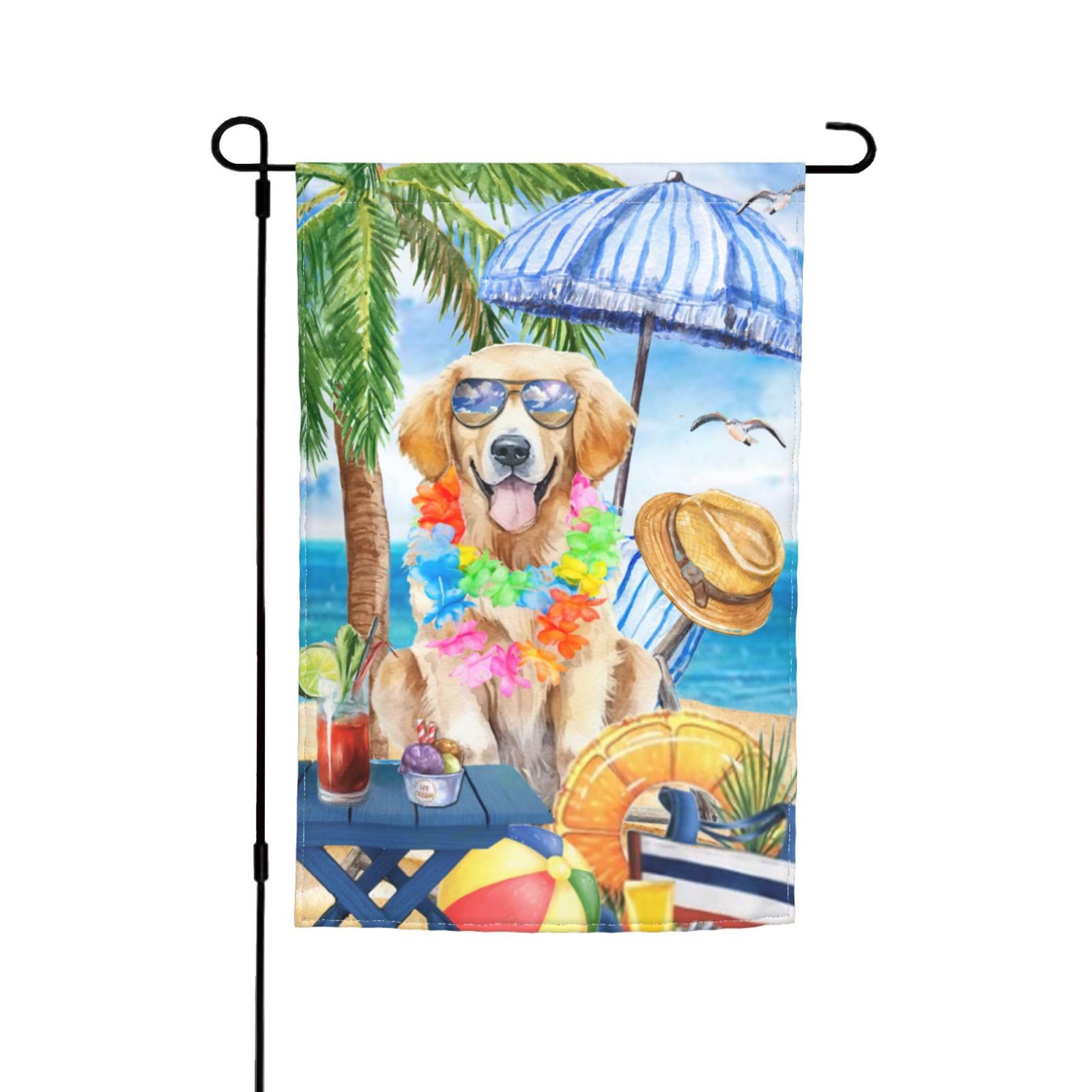 Hello Summer Cute Labrador Dog Gift Lab Retriever Beach Garden Flag 12x18 Inch Double Sided Vertical Decoration Yard Small Flag For Outside Holiday Seasonal Outdoor — image 1