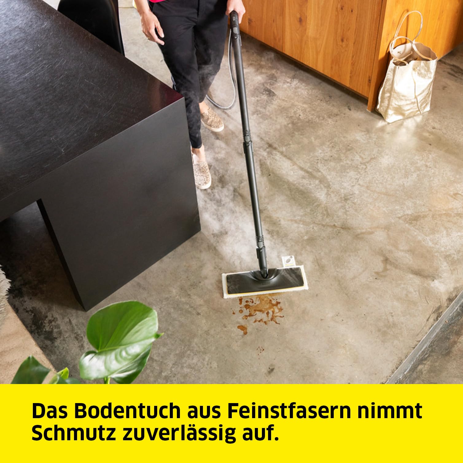 Kärcher Bodendüsenset EasyFix für SC 1, 1 EasyFix-Bodendüse, 1 Universal-Bodentuch aus Feinstfaser, 2 Verlängerungsrohre (0,5 m), Original-Zubehör für Kärcher Dampfreiniger SC 1