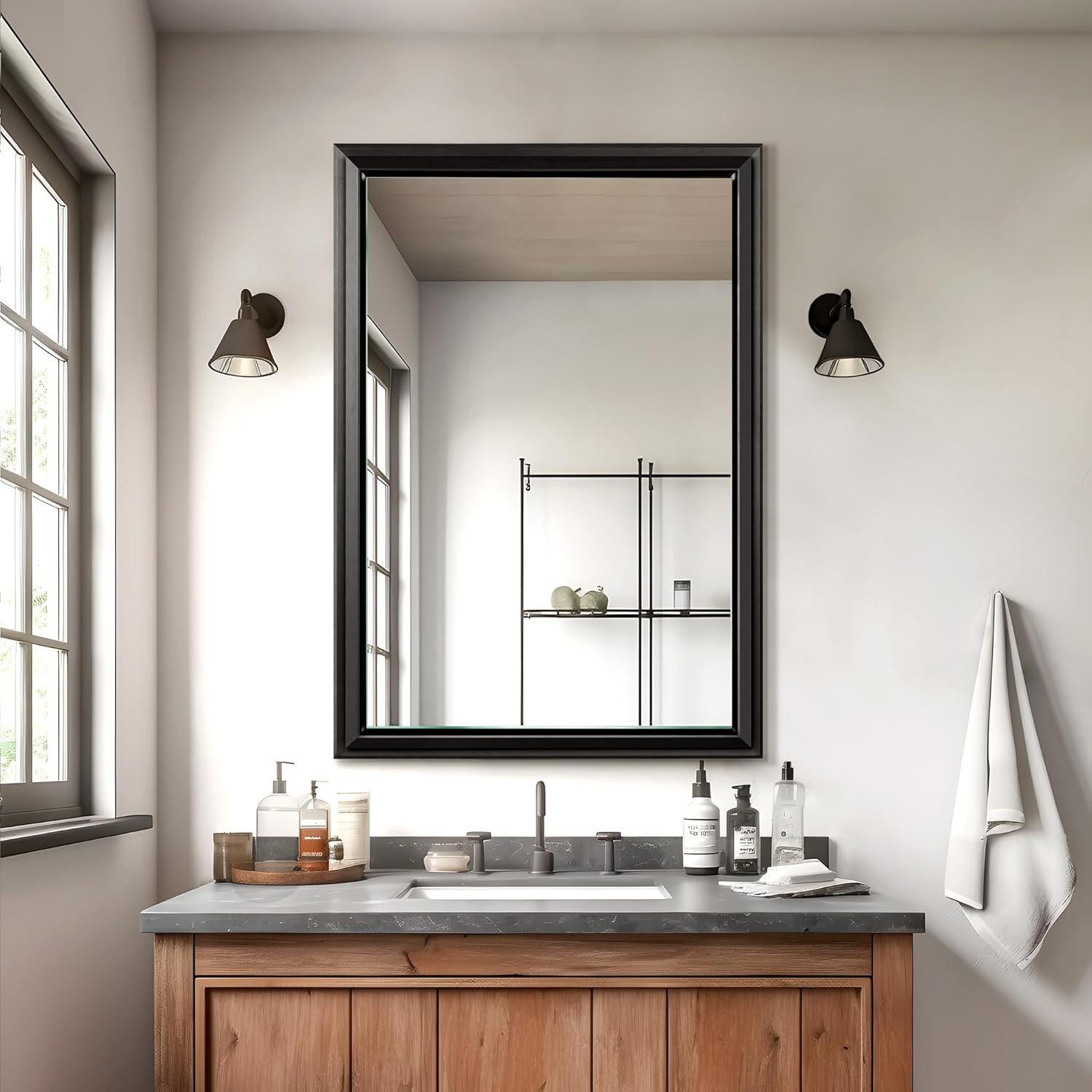 PexFix 24 X 36 Inch Black Wall Mirrors for Bathroom