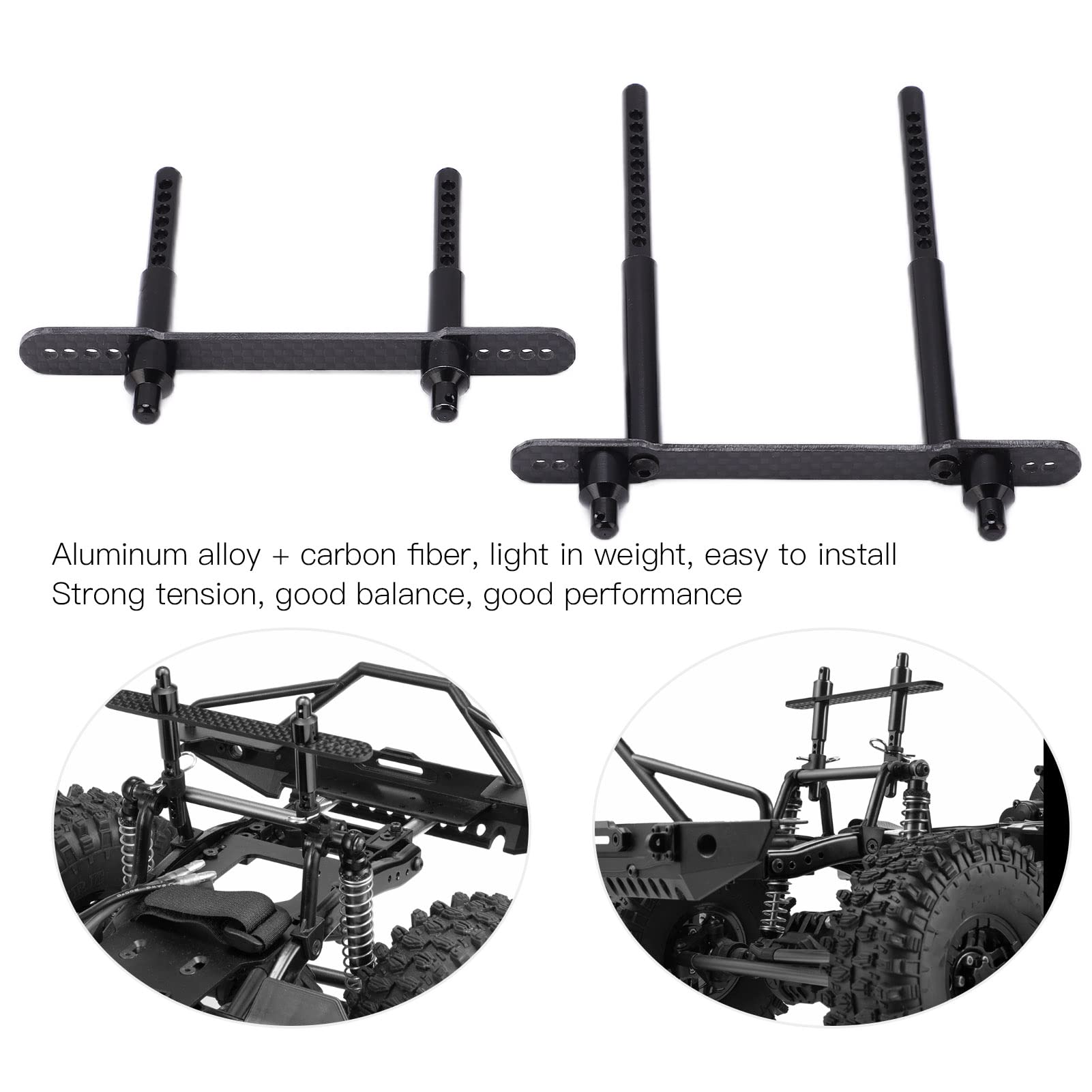 BRRNOO – Support Carrosserie RC – Lot Avant/arrière – Pour SCY 16101/16102 – PA Noir – 6 G