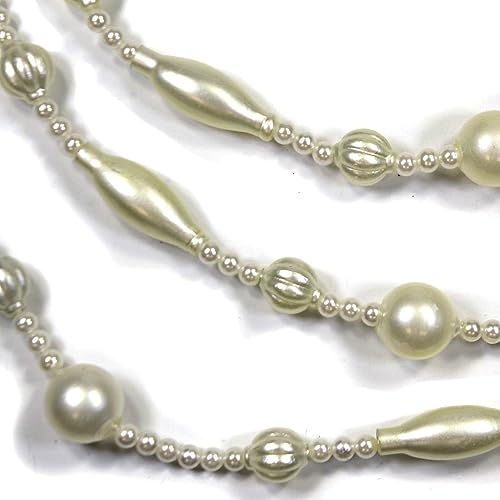 Miniatura 2 de Bethany Lowe Guirnalda de cuentas blancas de invierno de Navidad, 72.0 pulgadas, vidrio, varios tamaños, guirnaldas de Navidad, Lc8433