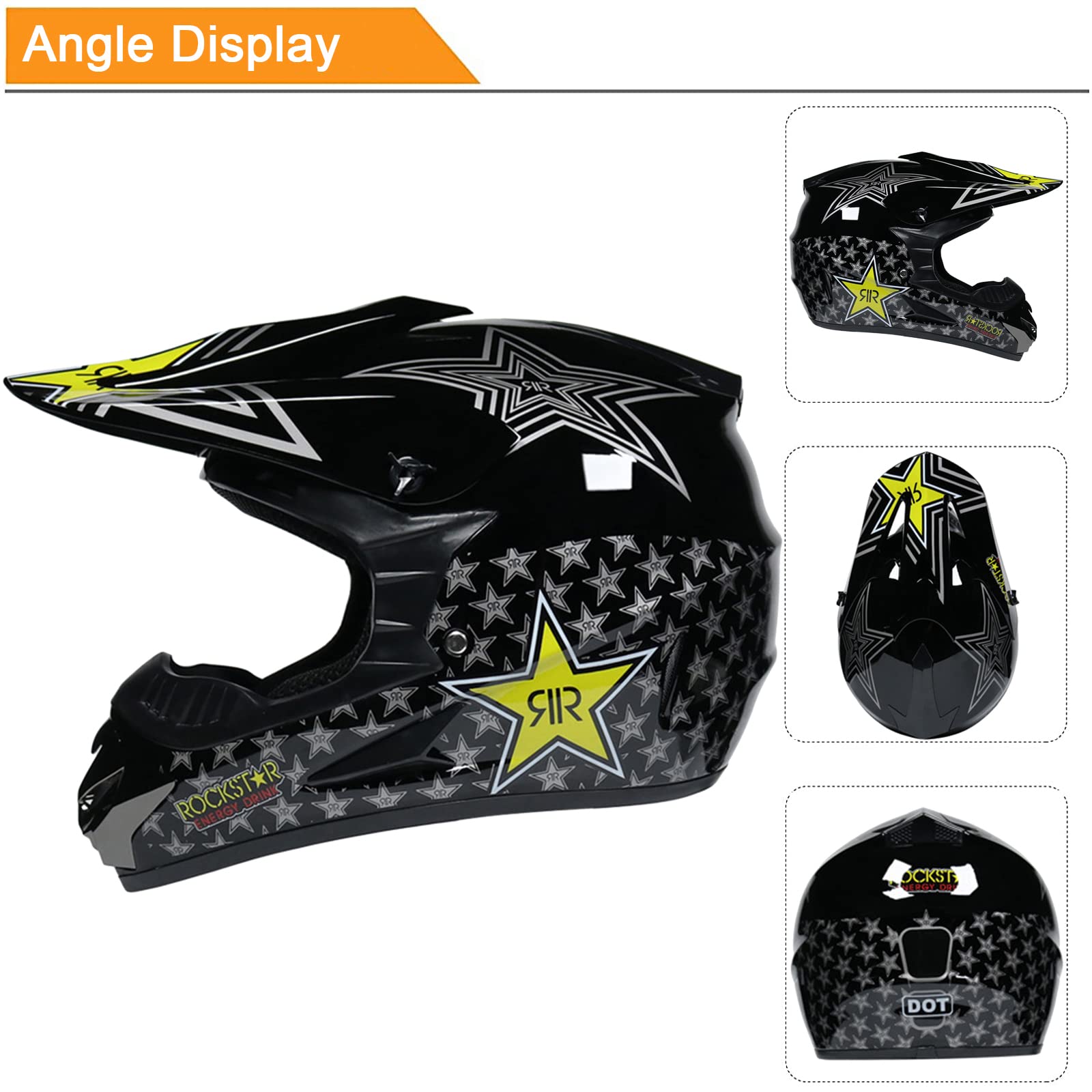 Casco Integrale Motocross, Casco da Cross per Bambini, Casco Downhill con Occhiali Guanti Face Mask Rete Del, Casco Gioventù Caschi del Motociclo - Adatto per Tutte Le Stagioni