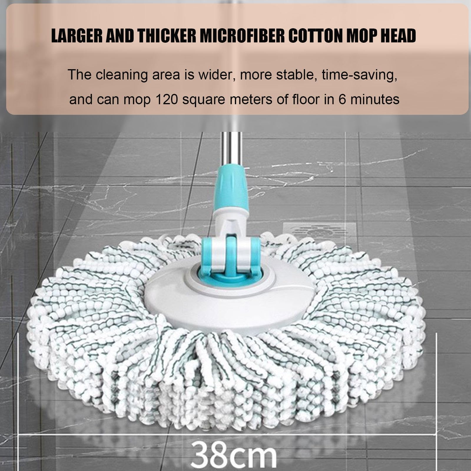 AMNOOL Juego de Fregona Giratoria y Cubeta con Escurridor - Uso Húmedo/seco en Madera Dura y Baldosas - Cubo de Fregona Autoescurrido con 7 Cabezales de Fregona Lavables de Microfibra