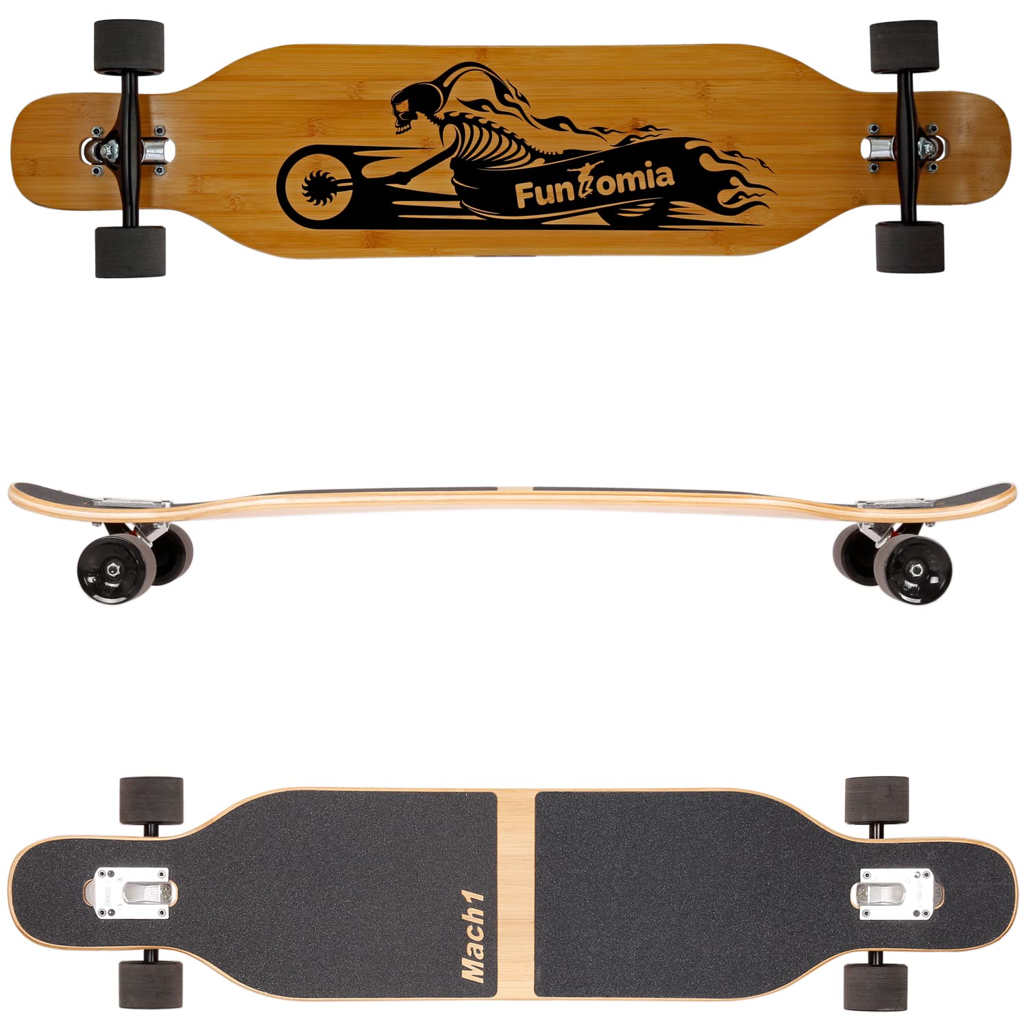 Camber Longboard con rodamientos de cerámica Mach1 en Flex1 Drop Through Cruiser Freeride Skate Full Board con T-Tool