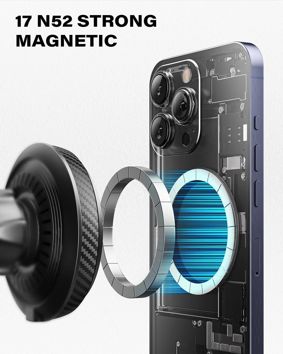 APPS2Car Caricatore per portabicchieri Magsafe QI2, caricatore magnetico per auto, 15 W, supporto per tazza a ricarica rapida wireless con braccio Tri-Pivot per iPhone 16 15 14 13 12 Pro Max Mini