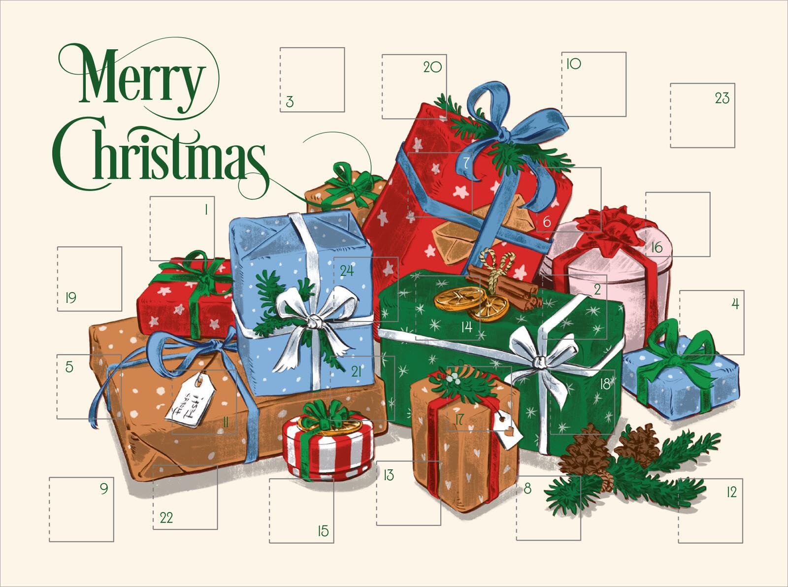 Display Mini-Adventskalender mit Umschlag zum Verschicken Eine wunderschöne Weihnachtszeit: Mit 4 x 9 Ex. | Adventskalender-Postkarten mit 24 Türchen und Kuvert (DIN A6)