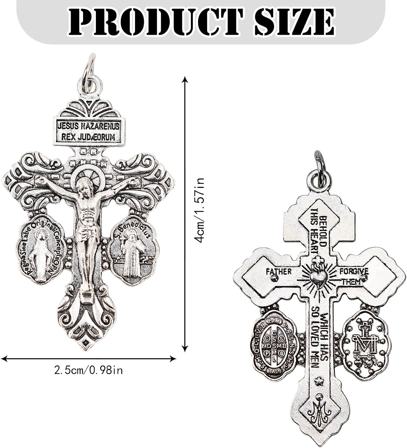 24 Pcs Pardon Crucifix for Rosary Making Supplies,Rosary Crosses Parts St Benedict Medal Rosaries Catholic Bulk,La Cruz Del Perdon Catolica,Crucifijo Del Perdon,Rosarios Catolicos - Image 2