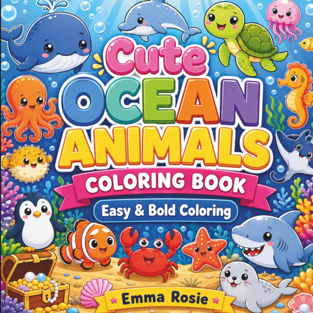 Cute Ocean Animal Adventure Coloring Book: Explore the Deep Sea with Fun Animals