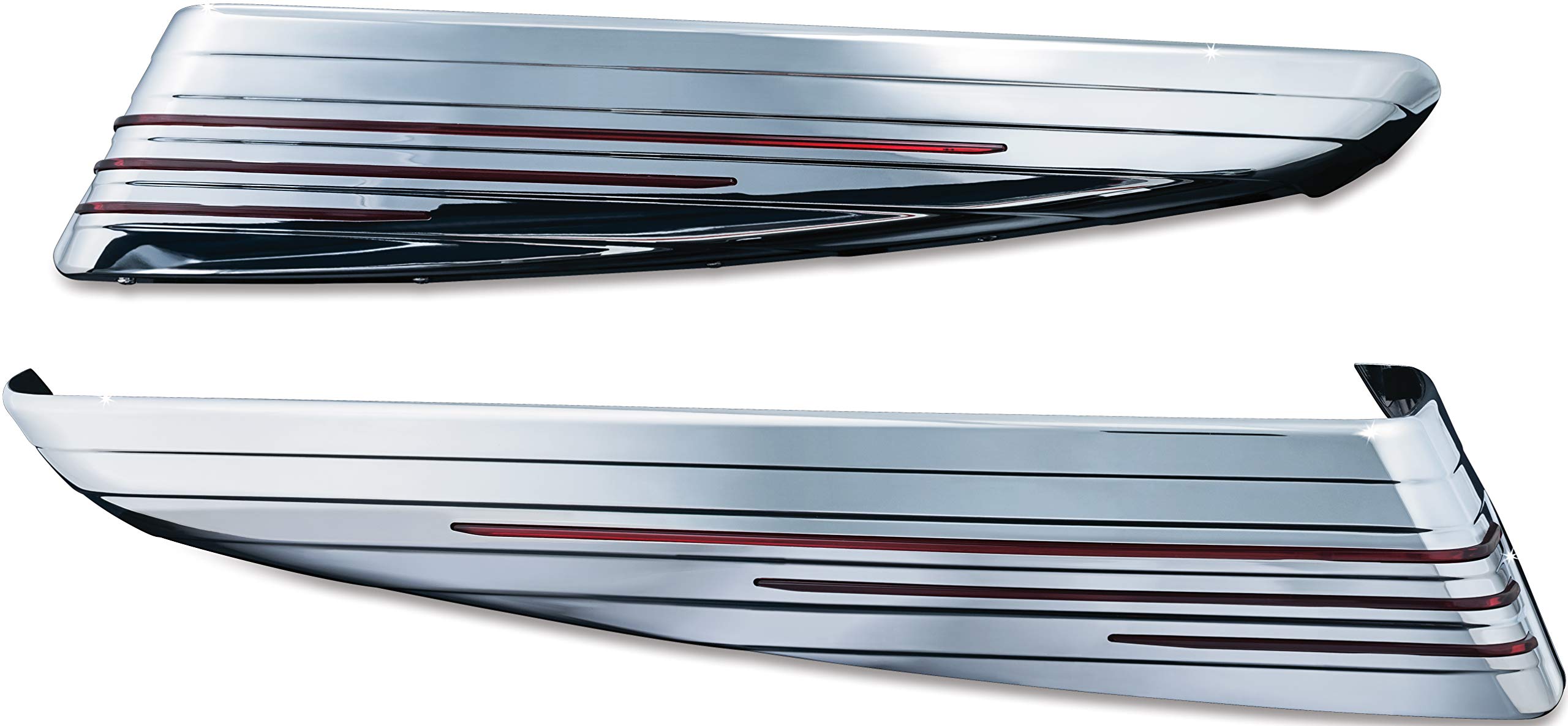 Kuryakyn 7292 Motorcycle Lighting Accent Accessory: LED Saddlebag Extensions with Red Lenses for 2014-19 Harley-Davidson Motorcycles, Chrome, 1 Pair