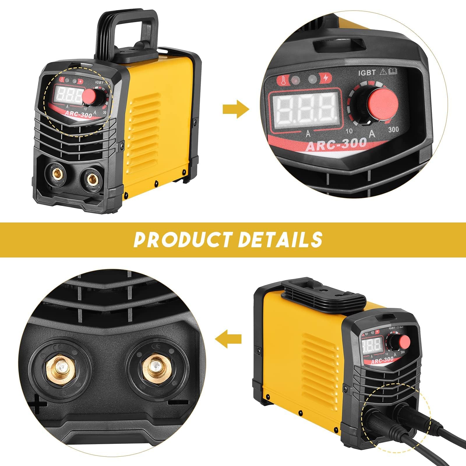 Soldador Inverter,Aomdom Profesional 300A MMA Maquina Soldar ARC IGBT Soldador de ARCO 220 V Máquina de Soldar Digital LCD Soldador Electrodo Portatil Grupo de Soldar
