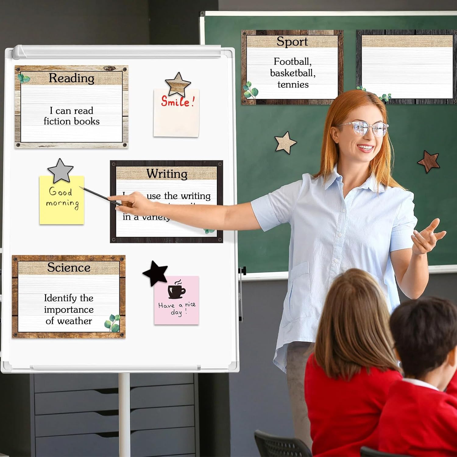 16 Pcs Magnetic Write Wipe Organization Chart Classroom Dry Erase Labels Learning Objectives Board for Whiteboard Goals Targets Classroom Teaching Supplies(Farmhouse)