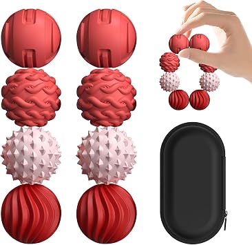 Textured Sensory Stress Relief Balls, Desk Toy for Office & Home - Pink