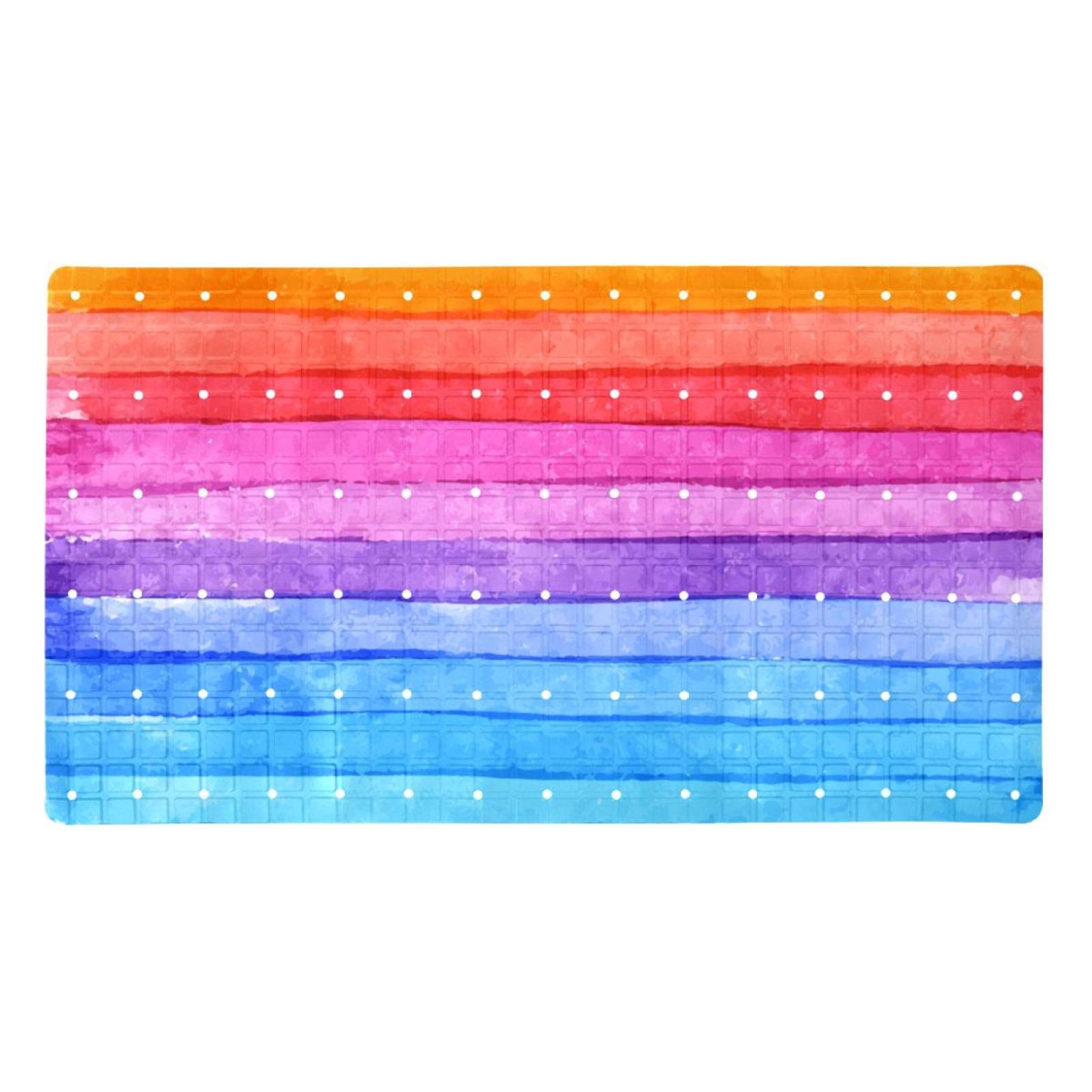 Tapis de douche antidérapant arc-en-ciel à trous de drainage