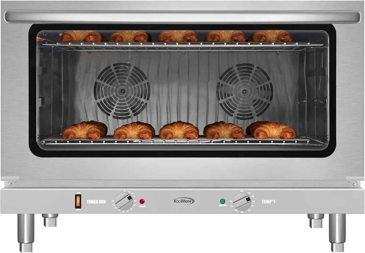 32 in. Commercial Countertop Convection Oven, Holds Full Size Pans, 4 Racks and 3500W of Power, 240V in Stainless-Steel, ETL Listed for Safety and Sanitation (KM-CTCO-44)