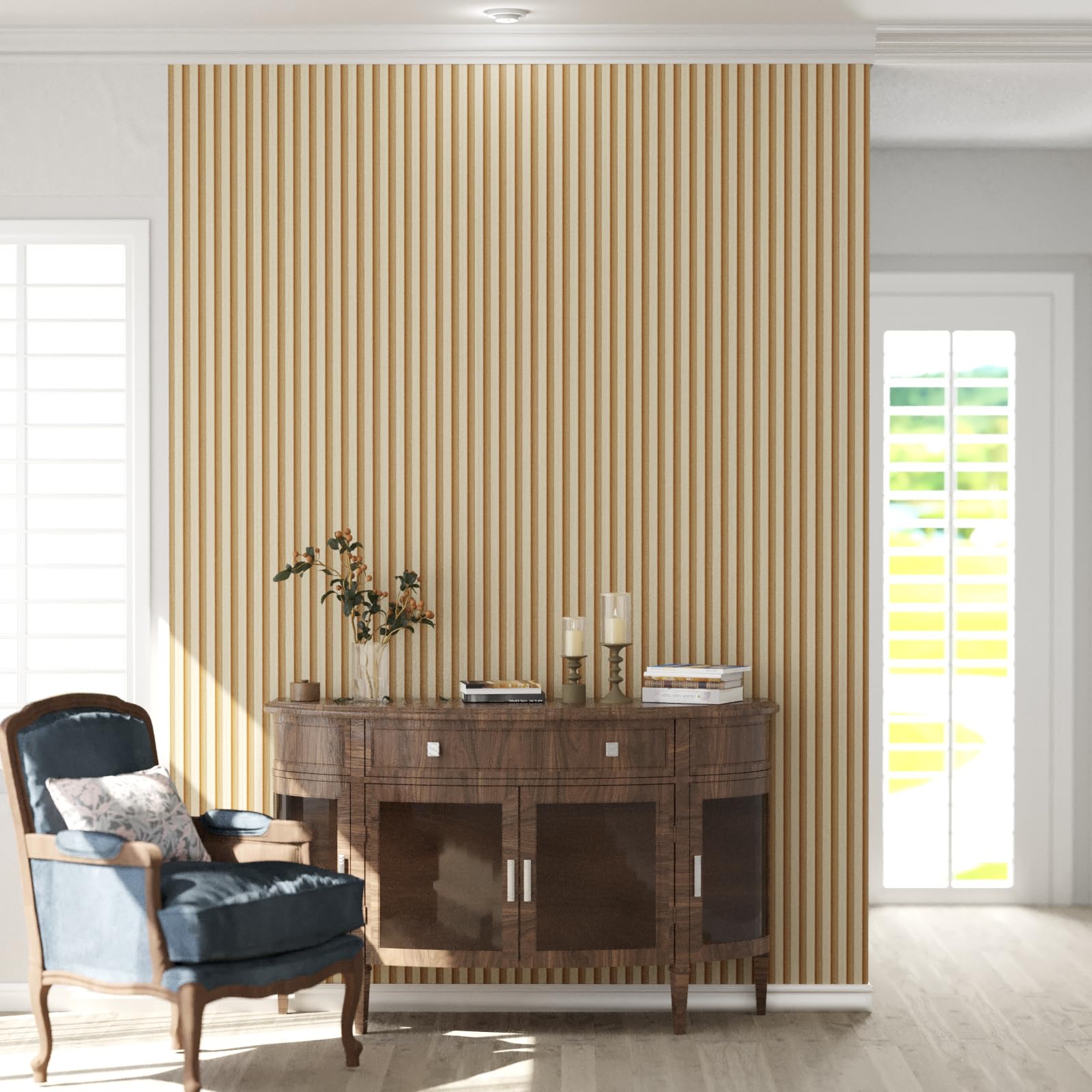 Photo 1 of Oxdigi Slat Peel and Stick Wallpaper - Self-Adhesive Contact Paper 23.6" X 196" Light Wood