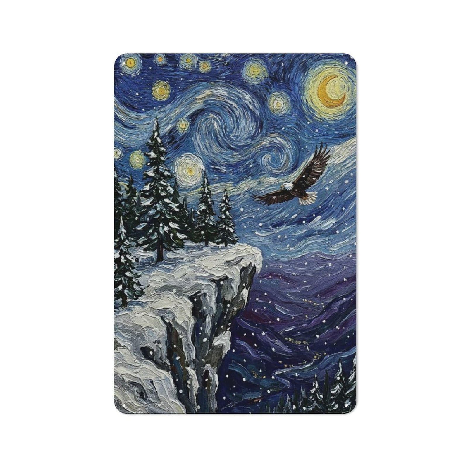 Eagle Flying Over Snowy Landscape Retro Metal Wall Decor 30x20cm, Retro Metal Sign for Garage, Hobby Room, Office Or Man Cave