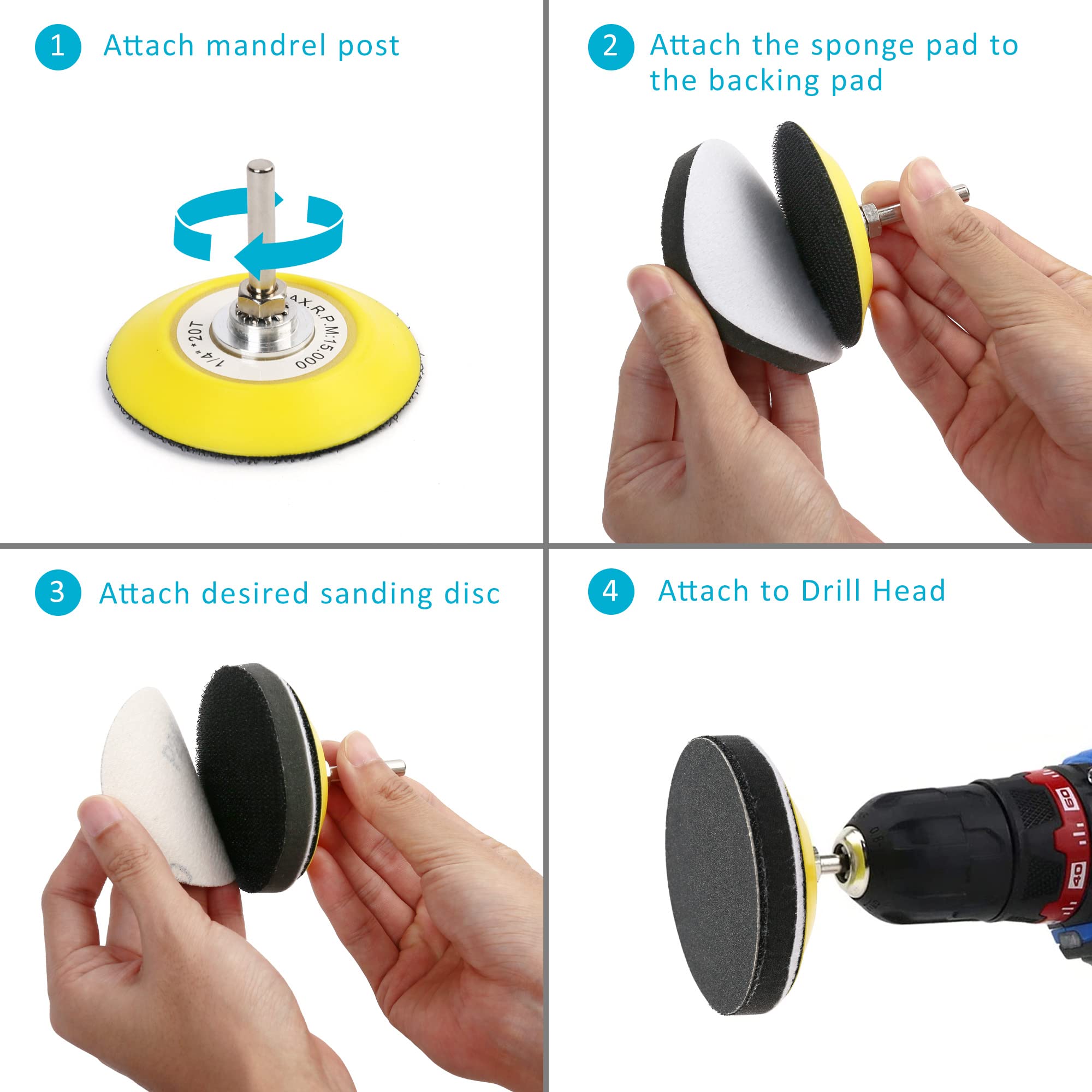 LotFancy Sanding Discs - 60 Pcs Grit Set -8