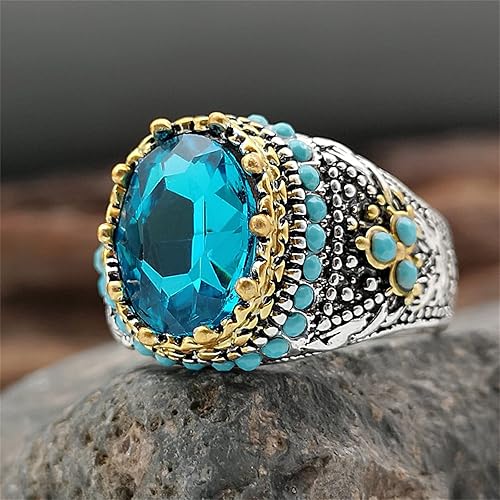 Miniatura 4 de Anillos para niñas, anillo de diamante, turquesa, regalo para mamá, cumpleaños, madre, para mujeres, joyería para el día natural, anillos ajustables