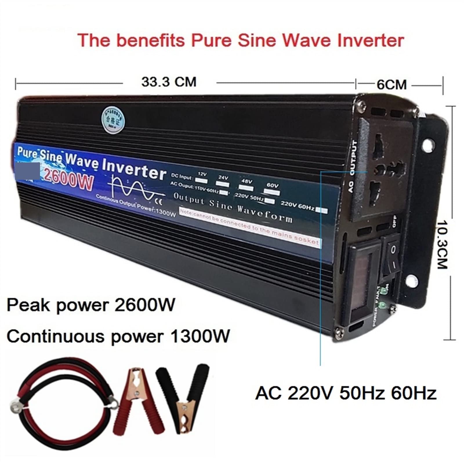 Przetwornica Napięcia, Czysta fala sinusoidalna przetwornica 12V/24V 220 1000w 2000w 2600W transformator napięcia DC12V do AC konwerter wyświetlacz LED(2000W,12V)