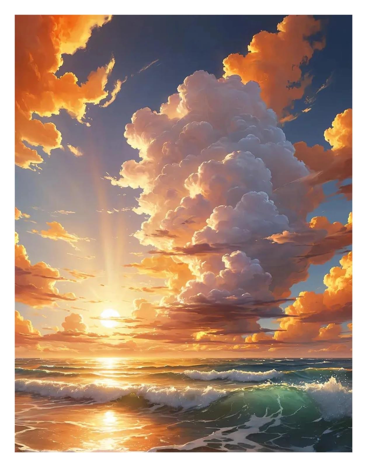 Xenite P Wall Art Canvas Rints Romantic Fluffy Clouds Sky Osters Rints Minimalist Fantasy Eaceful Sunny Canvas Ainting Wall Art Ictures Home Bedroom Decor(,50X70cm)