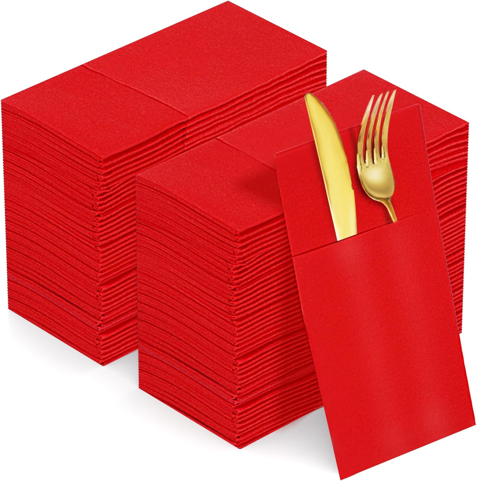 KAMMAK 100 Pack Red Disposable Quality Dinner Napkins with