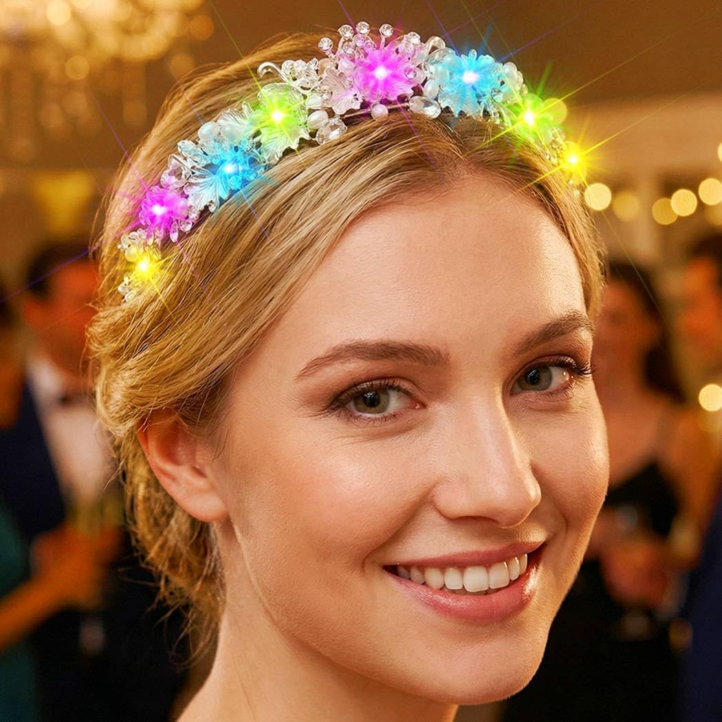 Brishow Sparkly Flower Bride Wedding Tiaras and Crowns, Rhinestones Bridal Headband, Crystal Prom Headpiece for Women (Silver) - Image 3