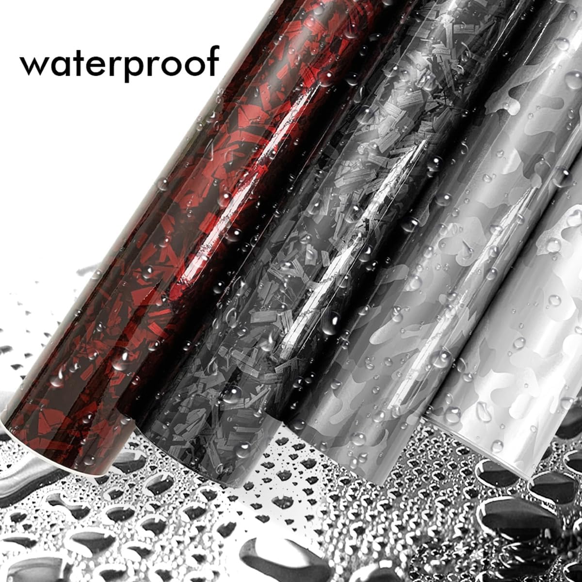 Glossy Forged Carbon Fiber Vinyl Wrap Roll Self Adhesive Camouflage Car Sticker for Car Motorcycle Scooter Bike, Gray, 30x150cm
