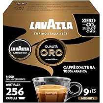 Lavazza, Capsule A Modo Mio Qualità Oro – Caffè d’Altura, Capsule Caffè, con Note di Frutta e Fiori, 100% Arabica, Intensità 9, Tostatura Media, Gusto Corposo e Aromatico, 16 Confezioni x 16 Capsule